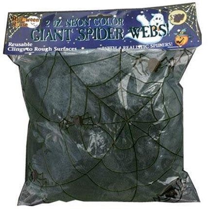 Feestbazaar Spinneweb zwart 50gr + 2 glow in dark spinnen