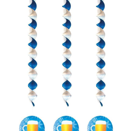 Feestbazaar Spiraalhangers Bier blauw/wit (3st)