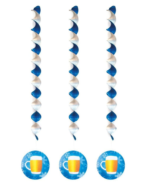 Feestbazaar Spiraalhangers Bier blauw/wit (3st)