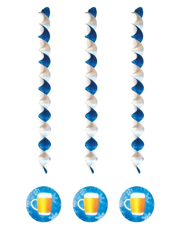 Feestbazaar Spiraalhangers Bier blauw/wit (3st)