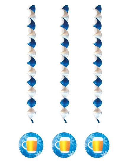 Feestbazaar Spiraalhangers Bier blauw/wit (3st)