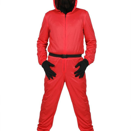 Feestbazaar Squid Game Pak Rood Met Masker Driehoek