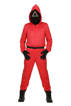 Feestbazaar Squid Game Pak Rood Met Masker Driehoek