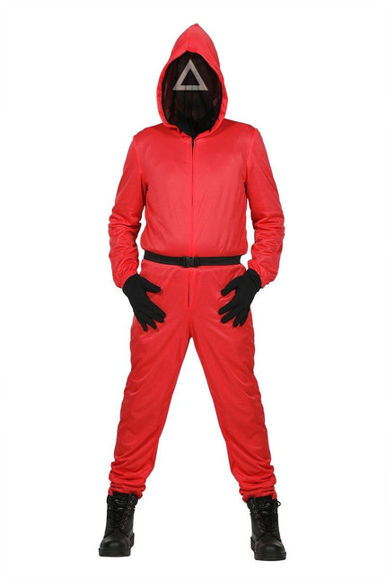Feestbazaar Squid Game Pak Rood Met Masker Driehoek