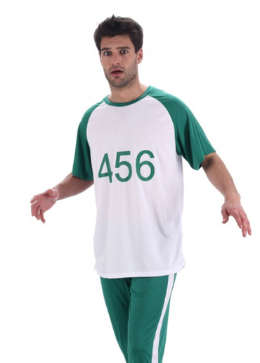 Feestbazaar Squid Game T-Shirt 456 Groen/Wit
