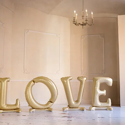 Feestbazaar Staande Folieballon LOVE Goud 300cm