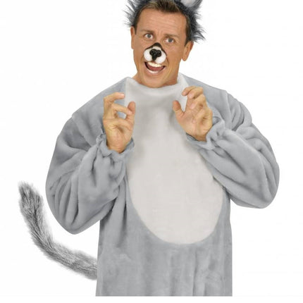 Feestbazaar Staart wolf pluche grijs