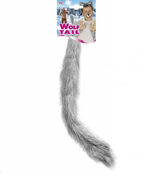 Feestbazaar Staart wolf pluche grijs