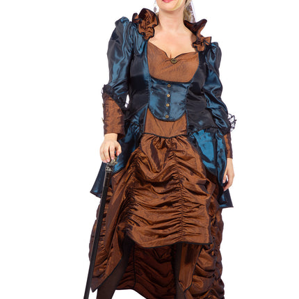 Feestbazaar Steampunk Damesjurk Blue Premium