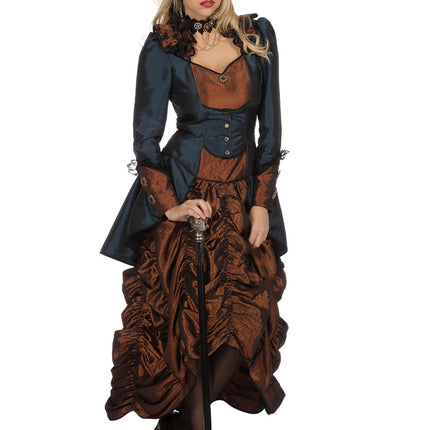 Feestbazaar Steampunk Damesjurk Blue Premium
