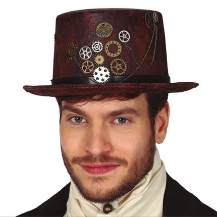 Feestbazaar Steampunk Hoed Leerlook