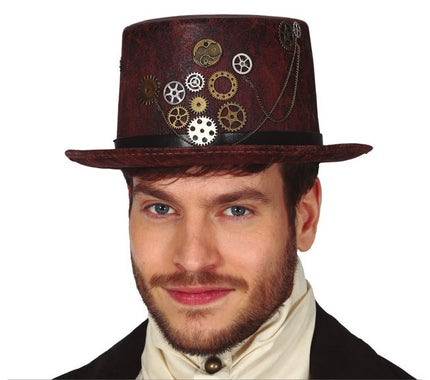 Feestbazaar Steampunk Hoed Leerlook