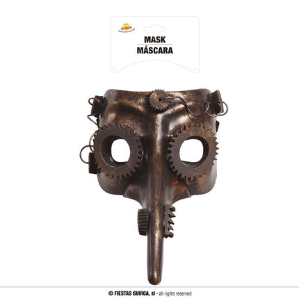 Feestbazaar Steampunk Masker Goud Tandwielen