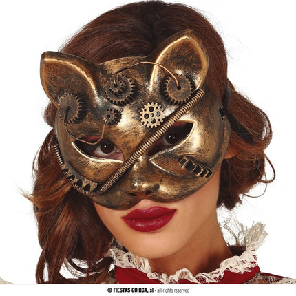Feestbazaar Steampunk Masker Kat Bella