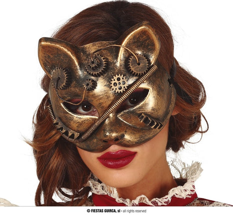 Feestbazaar Steampunk Masker Kat Bella