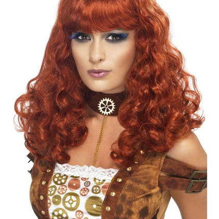 Feestbazaar Steampunk pruik auburn