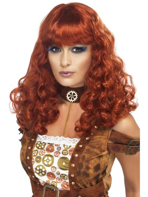 Feestbazaar Steampunk pruik auburn