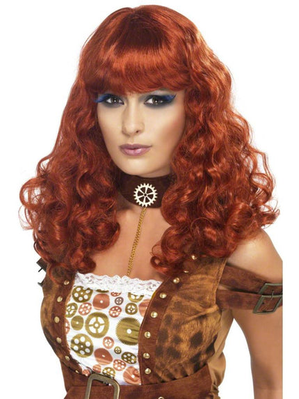 Feestbazaar Steampunk pruik auburn