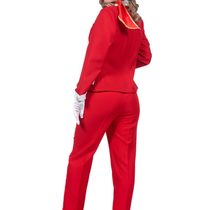 Feestbazaar Stewardess kostuum Dames Rood Premium 4-delig
