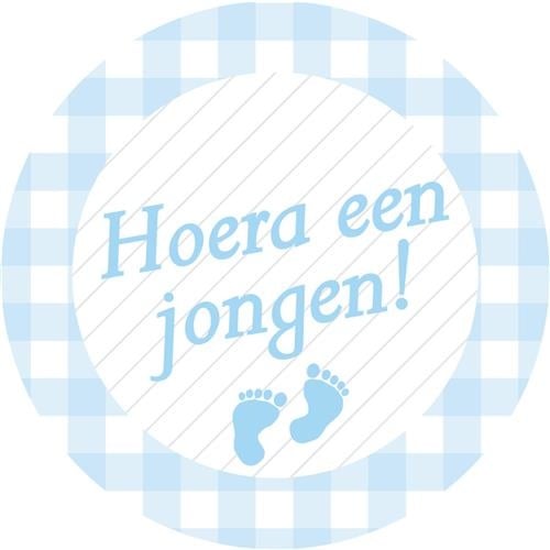 Feestbazaar Stickers blauw ''Hoera een jongen''
