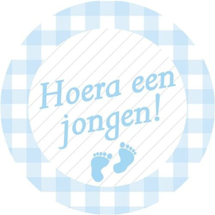 Feestbazaar Stickers blauw ''Hoera een jongen''