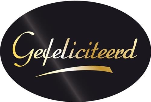 Feestbazaar Stickers 'Gefeliciteerd' zwart/goud