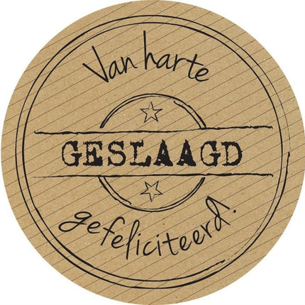 Feestbazaar Stickers kraft ''Geslaagd"