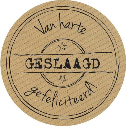 Feestbazaar Stickers kraft ''Geslaagd"