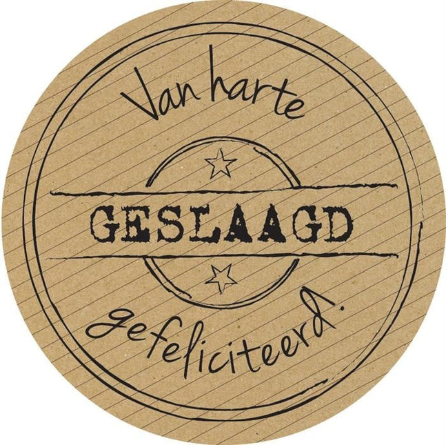 Feestbazaar Stickers kraft ''Geslaagd"
