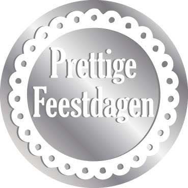 Feestbazaar Stickers Prettige Feestdagen Zilver