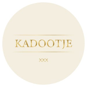 Feestbazaar Stickers Rond 'Kadootje' Wit/Goud