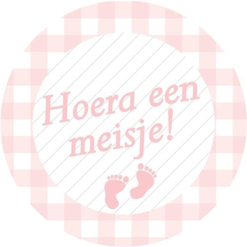 Feestbazaar Stickers roze ''Hoera een meisje''