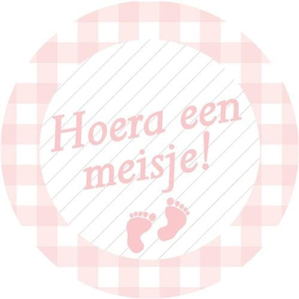 Feestbazaar Stickers roze ''Hoera een meisje''