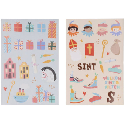 Feestbazaar Stickervellen Sint & Piet Cartoon