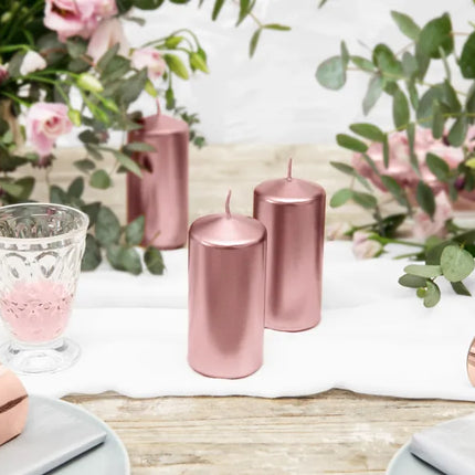 Feestbazaar Stompkaarsen Rose Goud Metallic 12cm (6st)