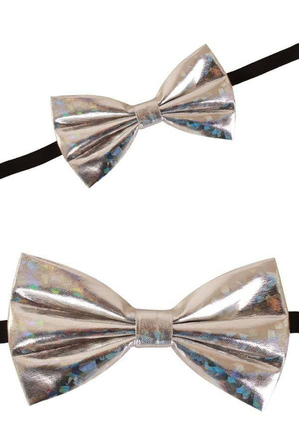 Feestbazaar Strik hologram zilver