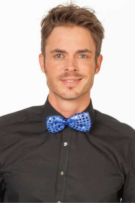 Feestbazaar Strik pailletten blauw