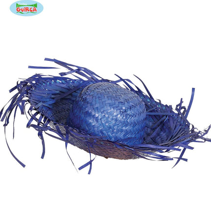 Feestbazaar Strohoed Hawaii Blauw