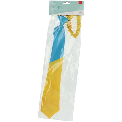 Feestbazaar Stropdas Colorblock Blauw/Geel