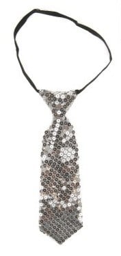 Feestbazaar Stropdas pailletten zilver