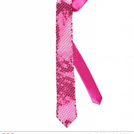 Feestbazaar Stropdas roze pailletten
