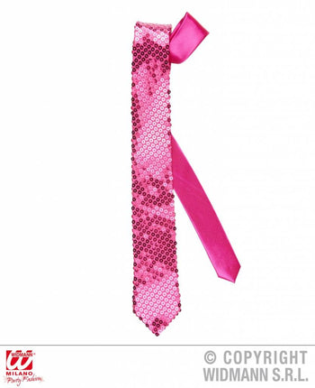 Feestbazaar Stropdas roze pailletten