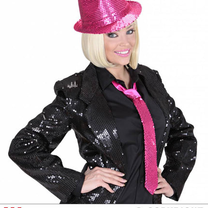Feestbazaar Stropdas roze pailletten