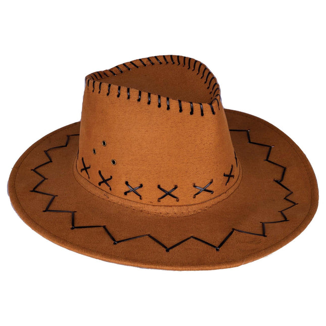 Feestbazaar Suede cowboyhoed Lichtbruin