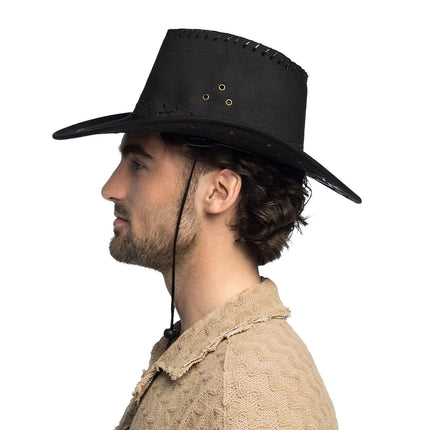 Feestbazaar Suede cowboyhoed zwart
