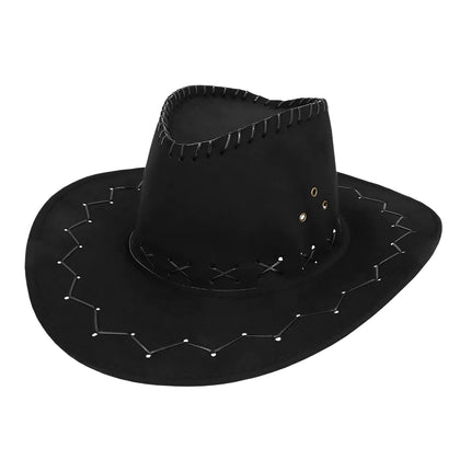 Feestbazaar Suede cowboyhoed zwart
