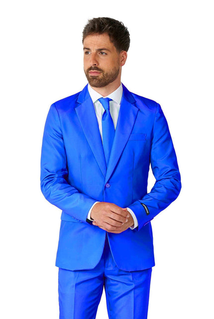 Feestbazaar Suitmeister Maatpak Solid Blauw Heren