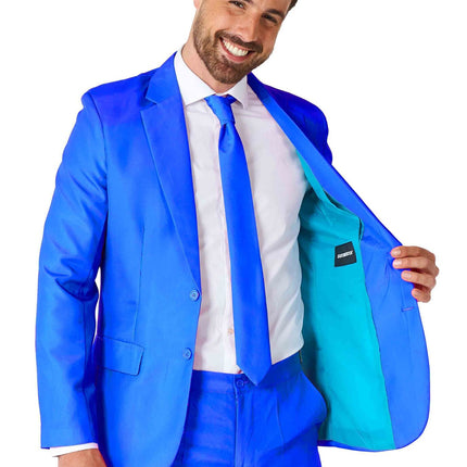Feestbazaar Suitmeister Maatpak Solid Blauw Heren