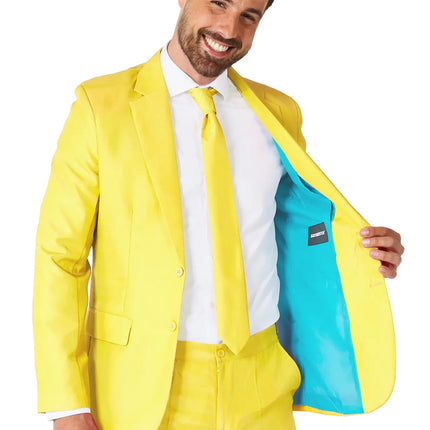 Feestbazaar Suitmeister Maatpak Solid Geel Heren