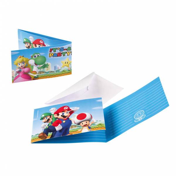 Feestbazaar Super Mario Uitnodigingen 8 stuks